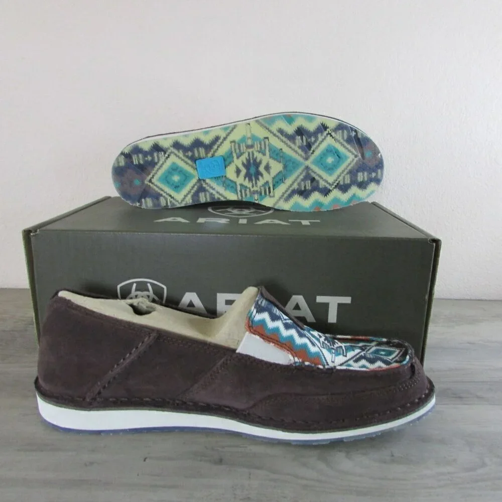 Ariat Women's Cruiser Chimayo Slip On Loafers Chocolate Suede/Rio Arriba Turquoi